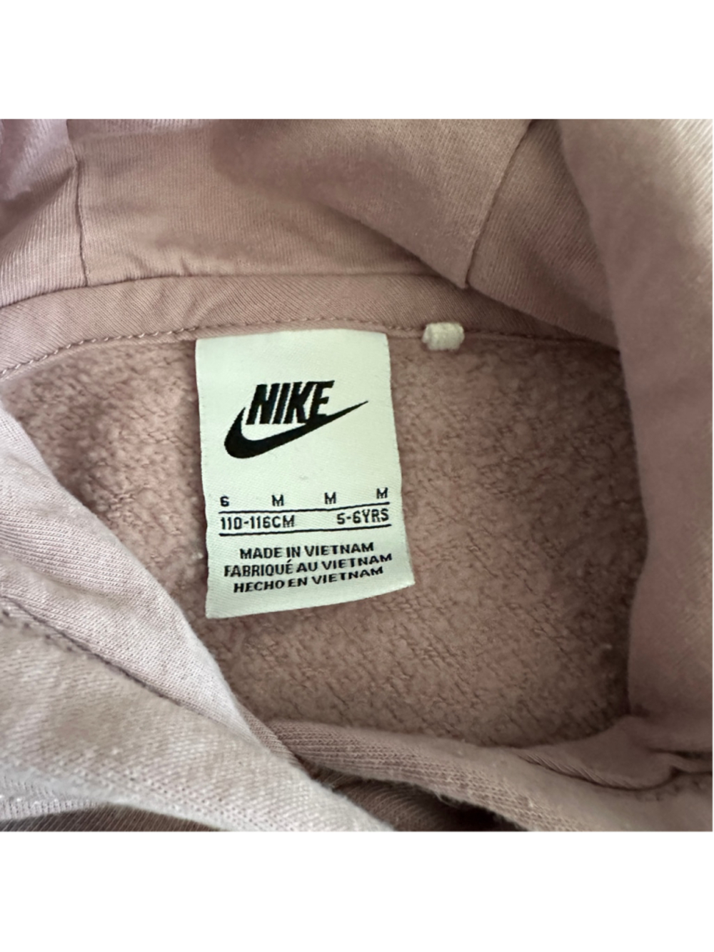 Girls Nike Hoodie Sweatshirt Size M 5-6 Pink Fleece Pullover Swoosh - Picture 2 of 6